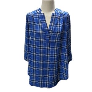 Emma Rose Long Plaid Tunic Top Size Small